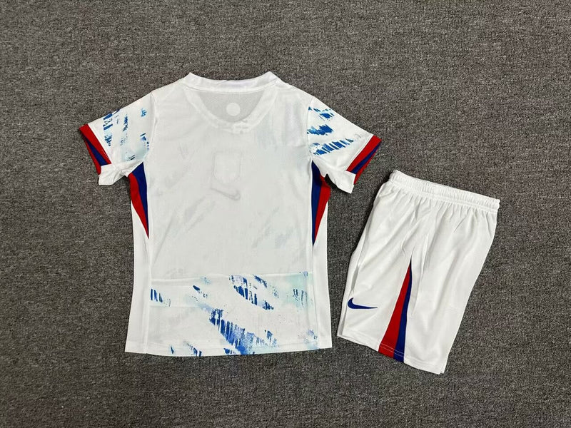 Kit Infantil Noruega Away 24/25 Nike Unissex - Branca e Azul