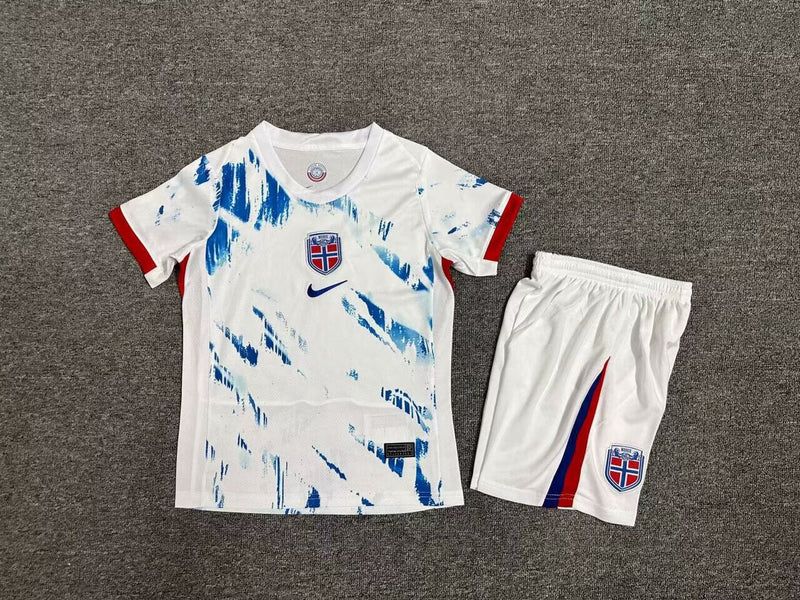 Kit Infantil Noruega Away 24/25 Nike Unissex - Branca e Azul