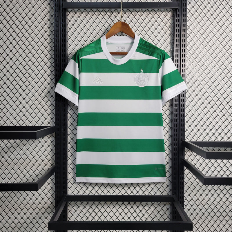 Camisa Celtic Edição Especial 120th 23/24 Torcedor Adidas Masculina - Verde e Branca Listrada