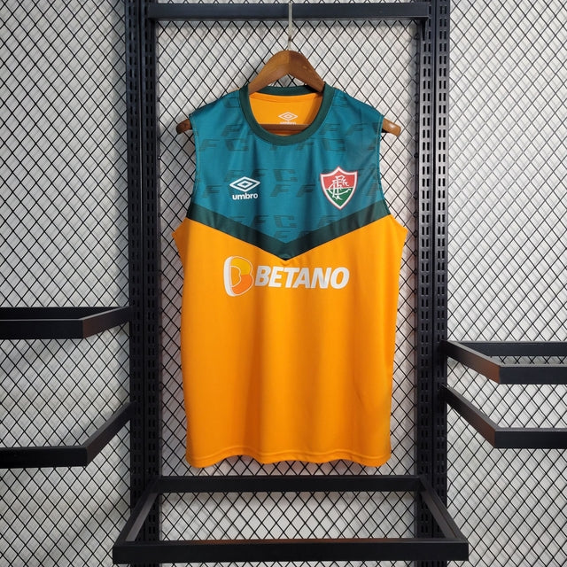 Camisa Fluminense Treino Regata 23/24 Torcedor Umbro Masculina - Laranja e Verde