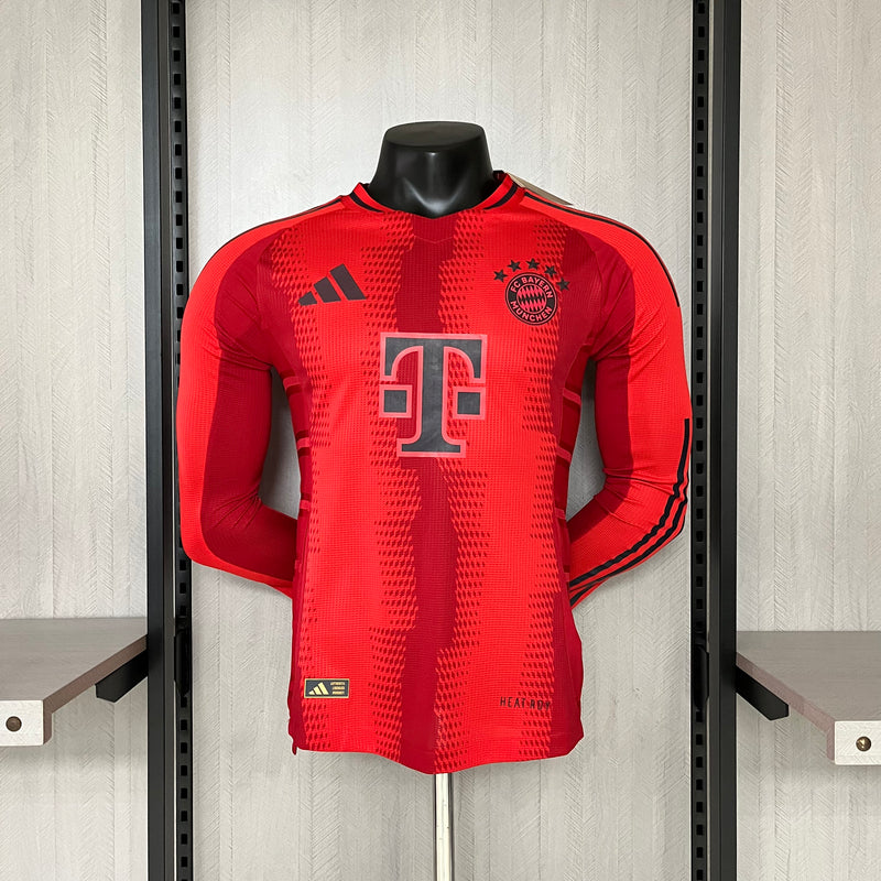 Camisa Bayern de Munique Home Manga Longa 24/25 Jogador Adidas Masculina - Vermelho