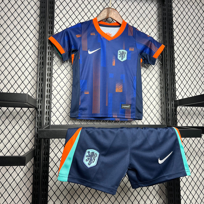 Kit Infantil Holanda Away 24/25 Nike Unissex - Azul Escuro