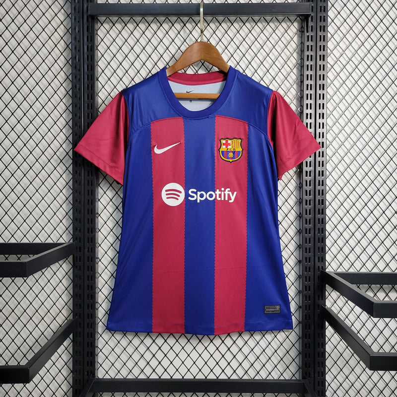 Camisa Barcelona Home 23/24 Torcedor Nike Feminina - Azul e Grená