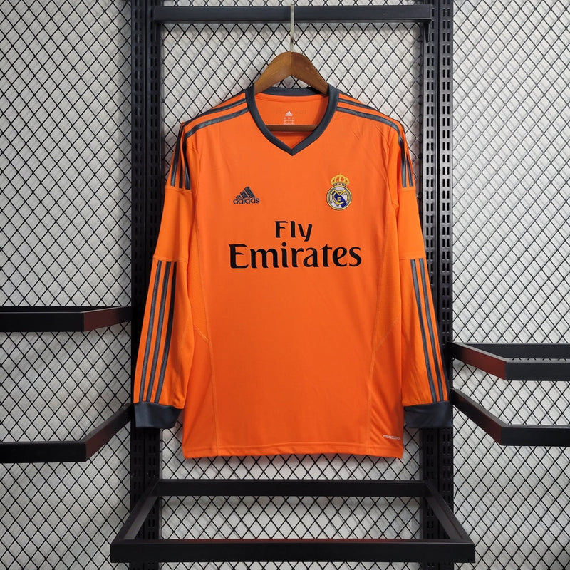 Camisa Real Madrid Retrô Away 13/14 Manga Longa Adidas Masculina - Laranja