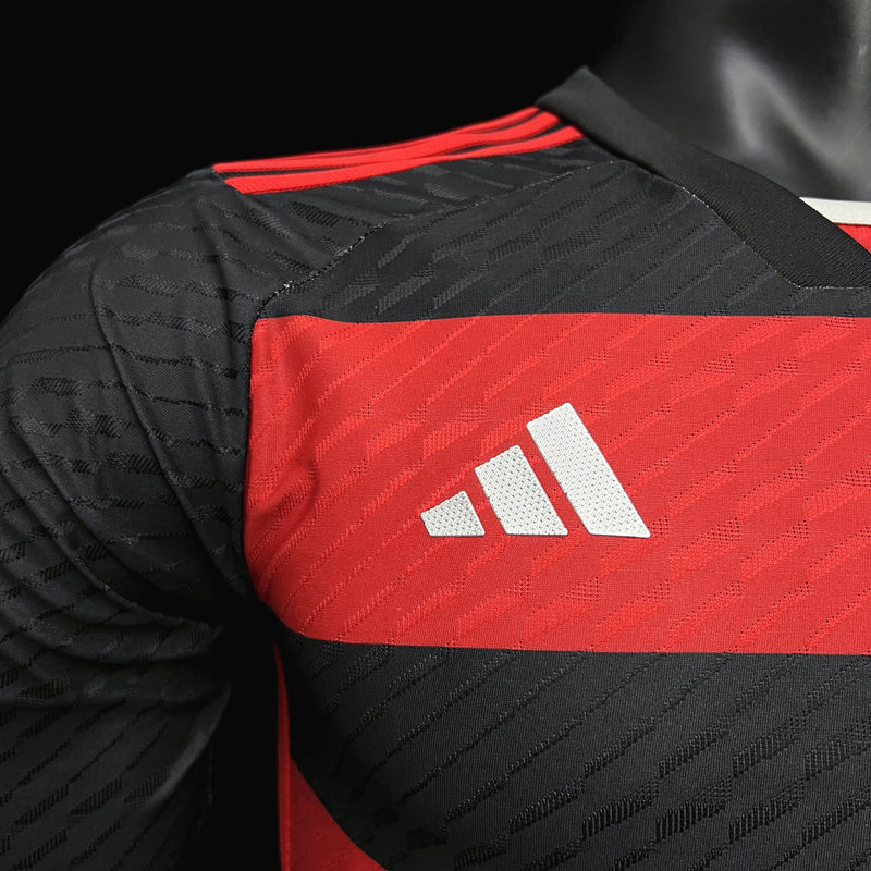 Camisa Flamengo Home 24/25 Manga Longa Jogador Adidas Masculina - Vermelho e Preto