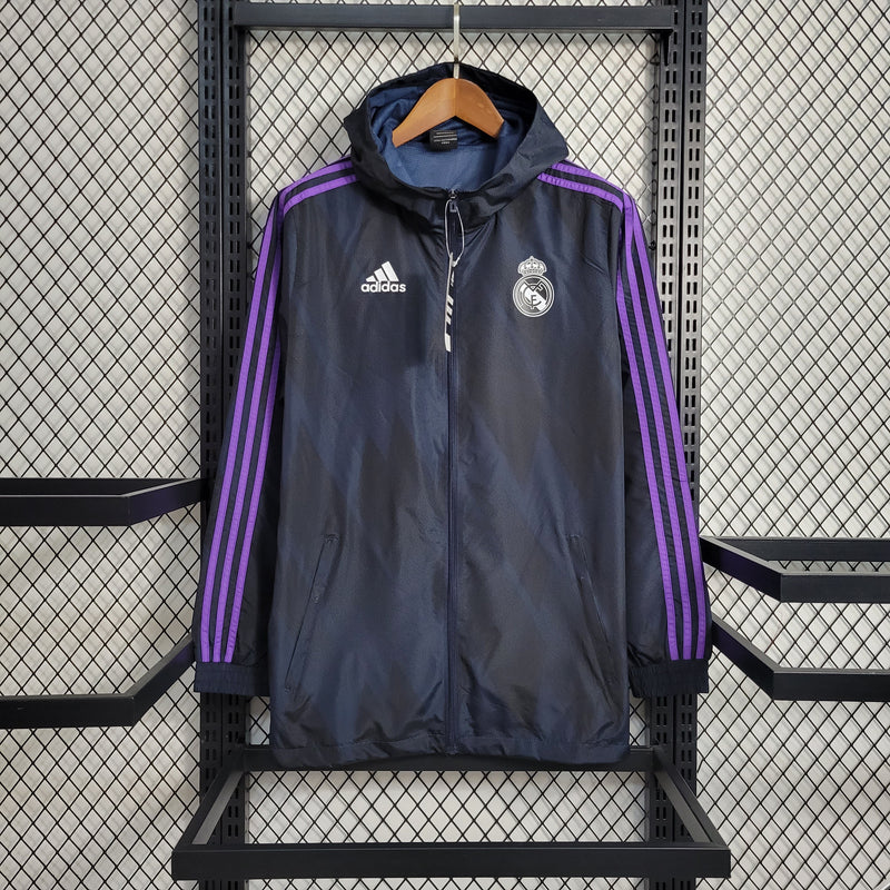 Corta Vento Real Madrid Adidas Unissex - Preto e Roxo