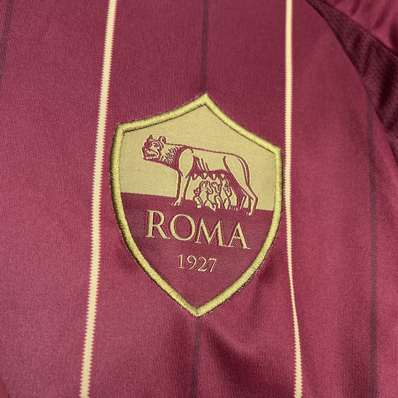 Camisa Roma Home 24/25 Torcedor Adidas Masculina - Vermelho Vinho