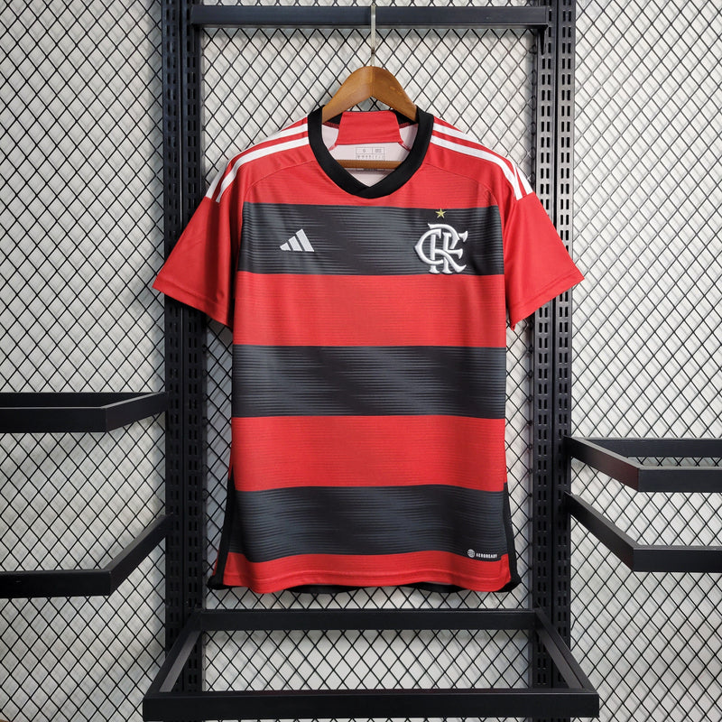 Camisa Flamengo Home 23/24 Torcedor Adidas Masculina - Vermelho e Preto