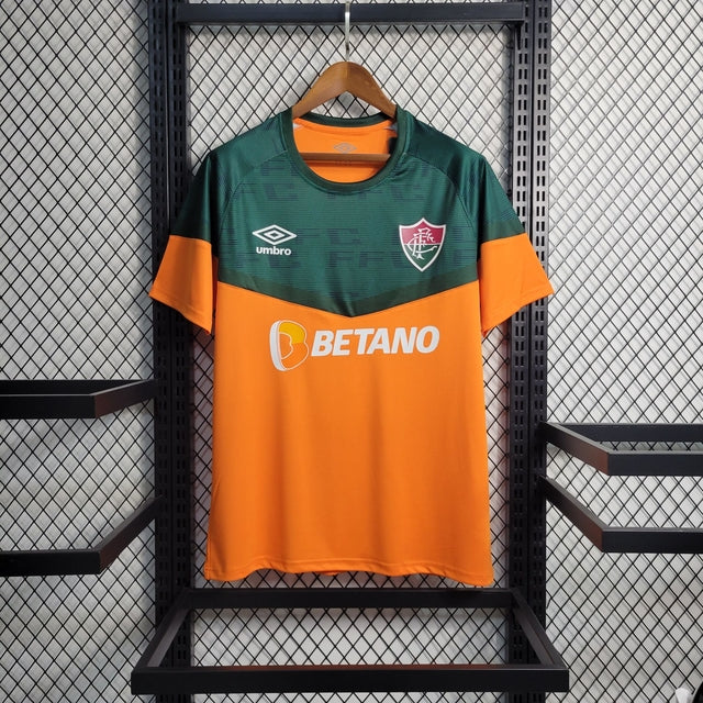 Camisa Fluminense Treino Celestial 23/24 Torcedor Umbro Masculina - Laranja e Verde