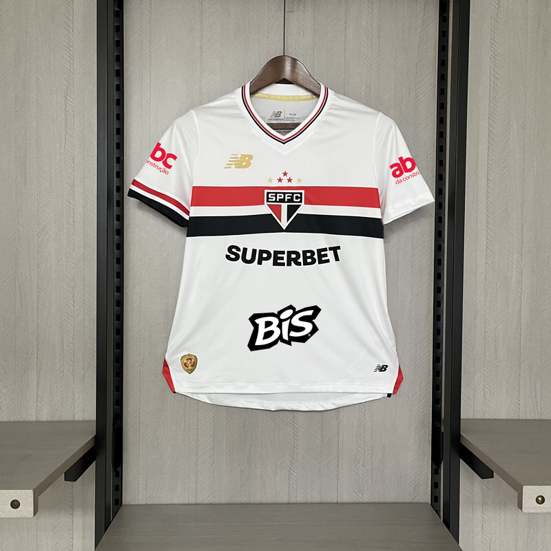 Camisa São Paulo Home + Patrocinios 25/26 Torcedor Adidas Feminino - Branco