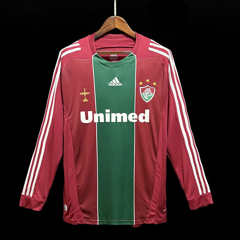 Camisa Fluminense Retrô Away 2010 Manga Longa Adidas Masculina - Vermelho e Verde