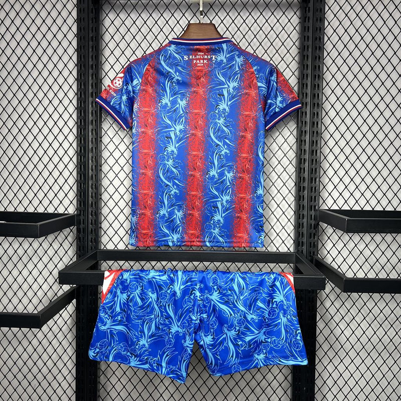 Kit Infantil Crystal Palace 24/25 Camisa + Shorts Macron Unissex - Azul e Vermelho