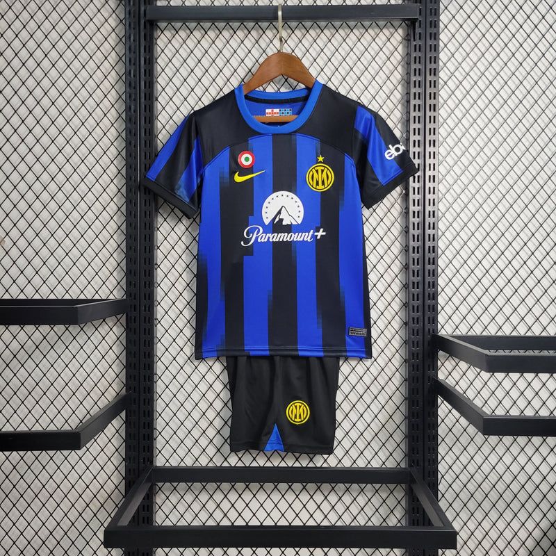 Kit Infantil Inter de Milão Home 23/24 Torcedor Nike Masculina - Azul e Preto