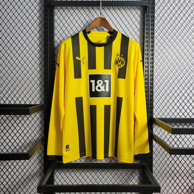 Camisa Borussia Dortmund Home Manga Longa 22/23 Torcedor Puma Masculina - Listrada Amarela e Preta