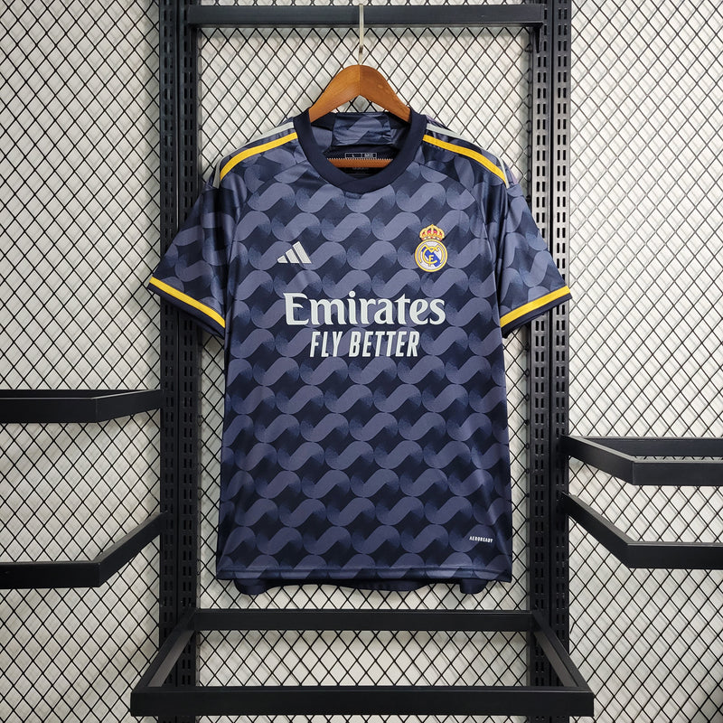 Camisa Real Madrid Away 23/24 Torcedor Adidas Masculina - Azul e Preta