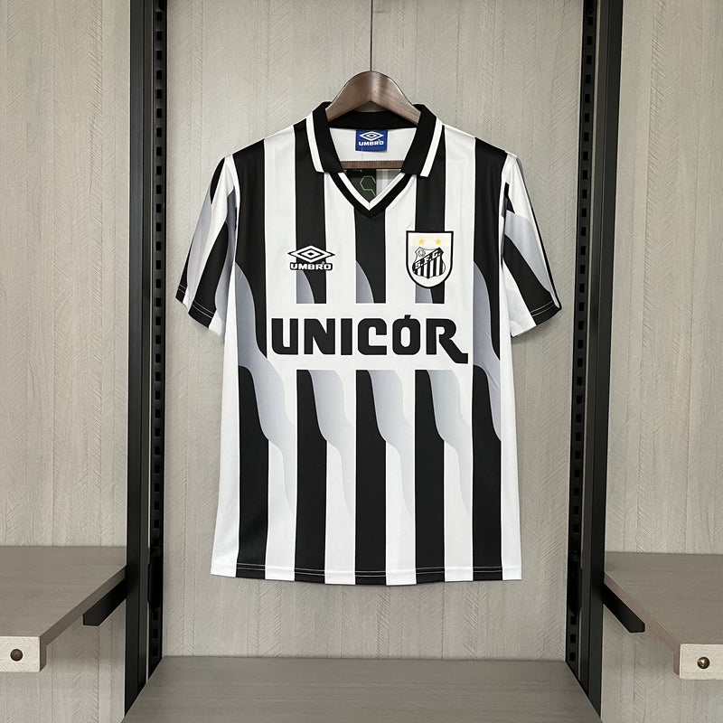 Camisa Santos Retro Away 1998 Torcedor Masculina - Branca e Preta