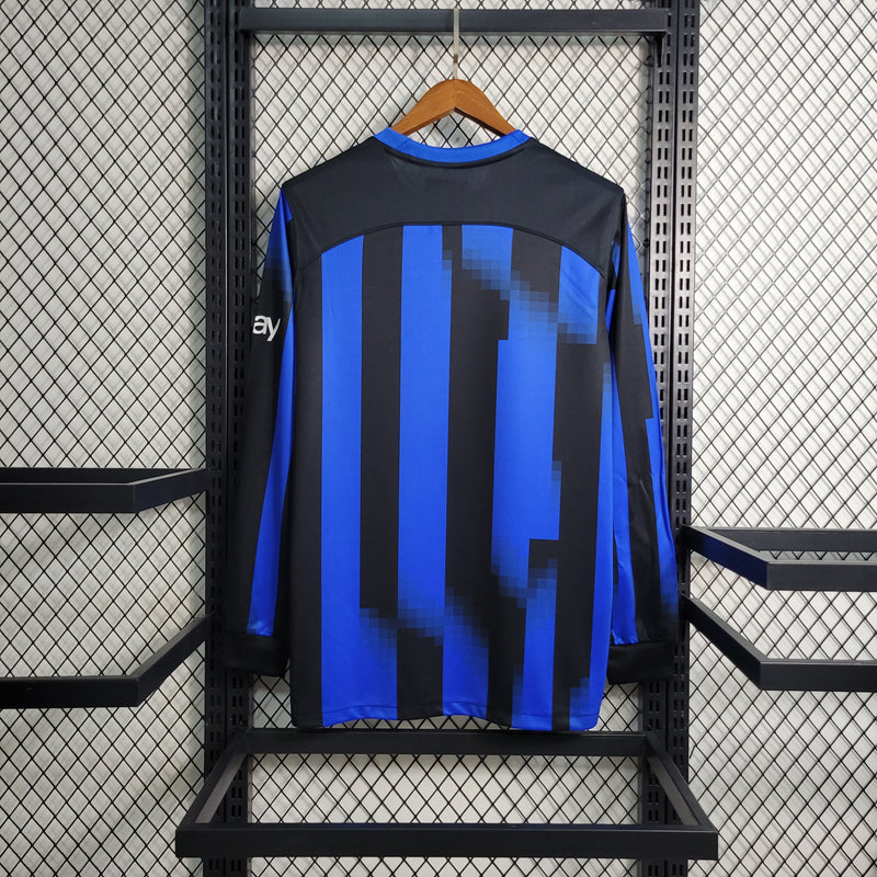 Camisa Inter de Milão Home Manga Longa 23/24 Torcedor Nike Masculina - Azul e Preto