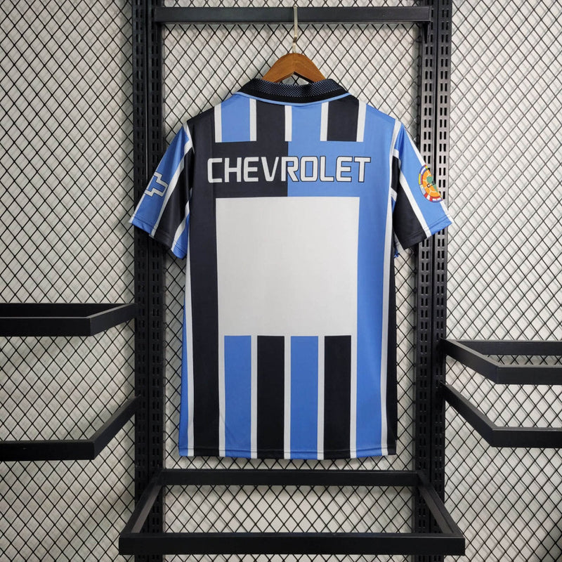 Camisa Grêmio Retro Home 1998 Torcedor Penalty Masculino - Azul, Preto e Branco