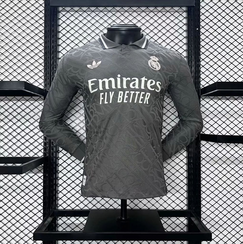 Camisa Real Madrid Third Manga Longa 24/25 Jogador Adidas Masculino - Cinza