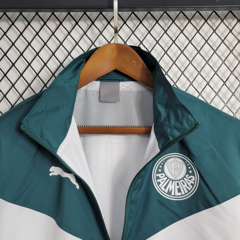 Corta Vento Palmeiras Puma Unissex - Listrado Verde e Branco