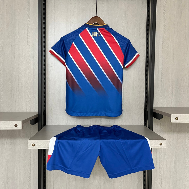 Kit Infantil Bahia Home 24/25 Camisa + Shorts Esquadrão Unissex - Vermelho e Azul