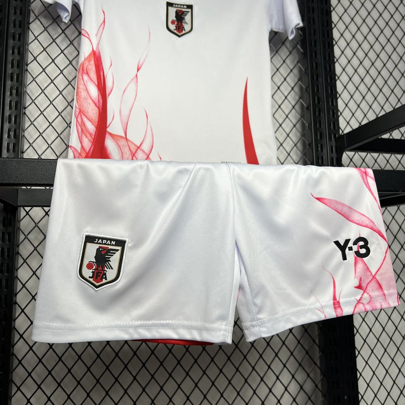 Kit Infantil Japão Away 24/25 Y-3 Unissex - Branco e Vermelho