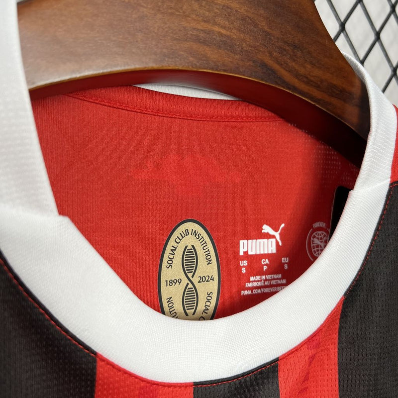 Camisa Milan Home 24/25 Torcedor Puma Masculina - Vermelho e Preto