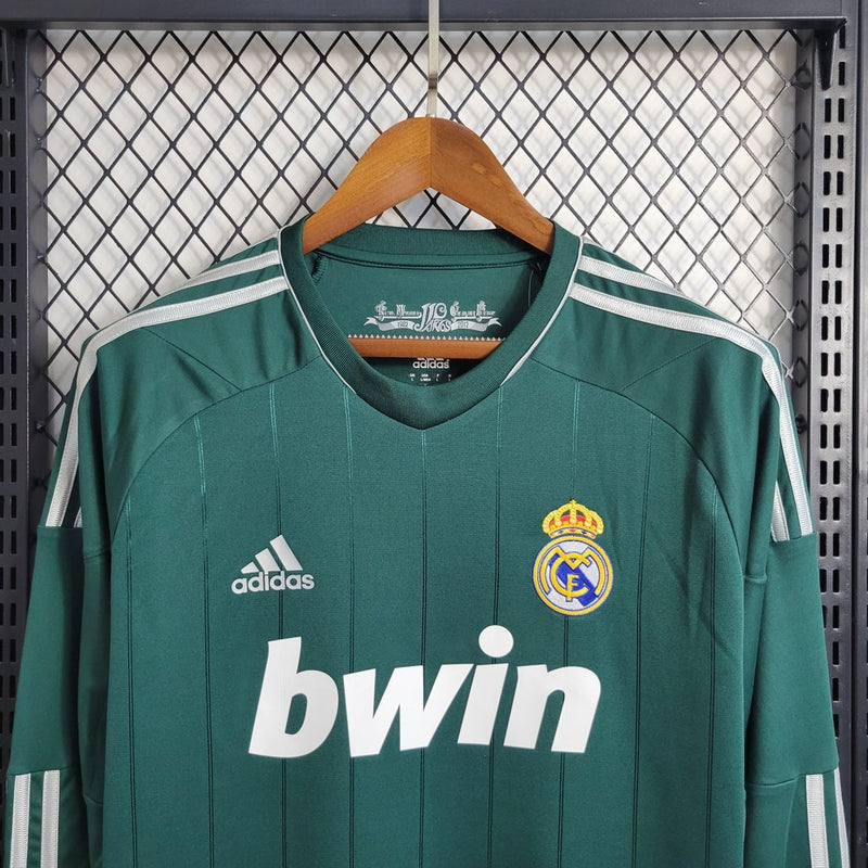 Camisa Real Madrid Retrô Third 12/13 Manga Longa Adidas Masculina - Verde Escuro