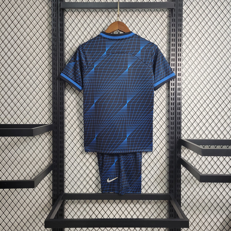 Kit Infantil Chelsea Away 23/24 Nike Unissex - Azul Escuro