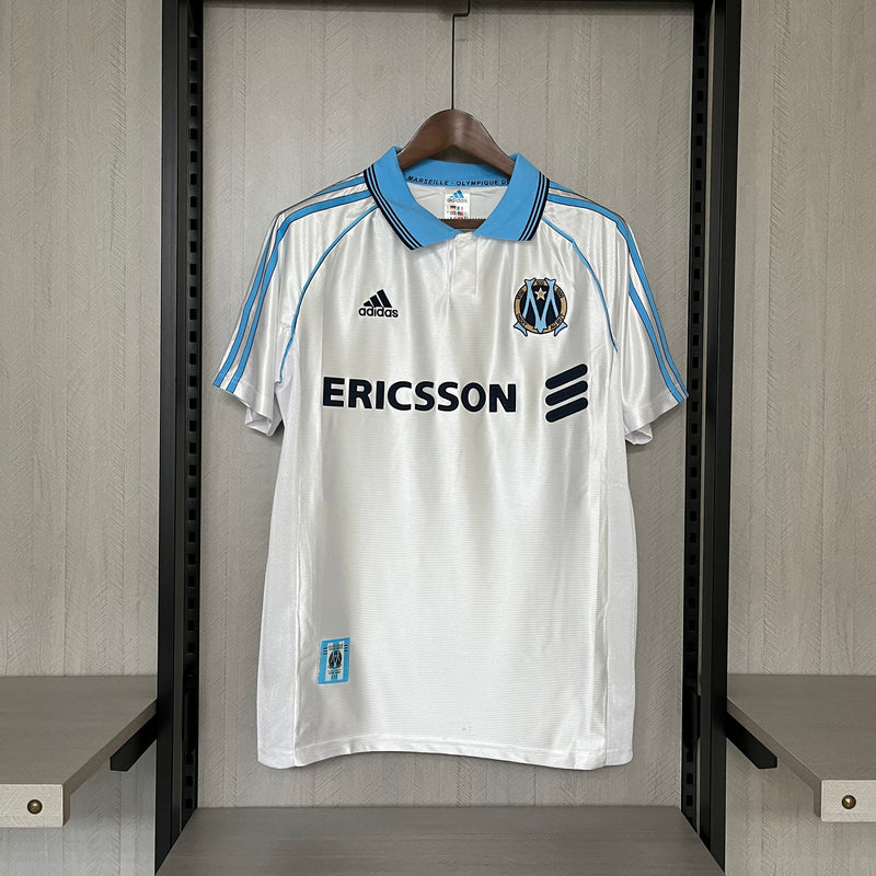 Camisa Olympique De Marseille Home Retro 98/99 Torcedor Adidas Masculino - Branco e Azul