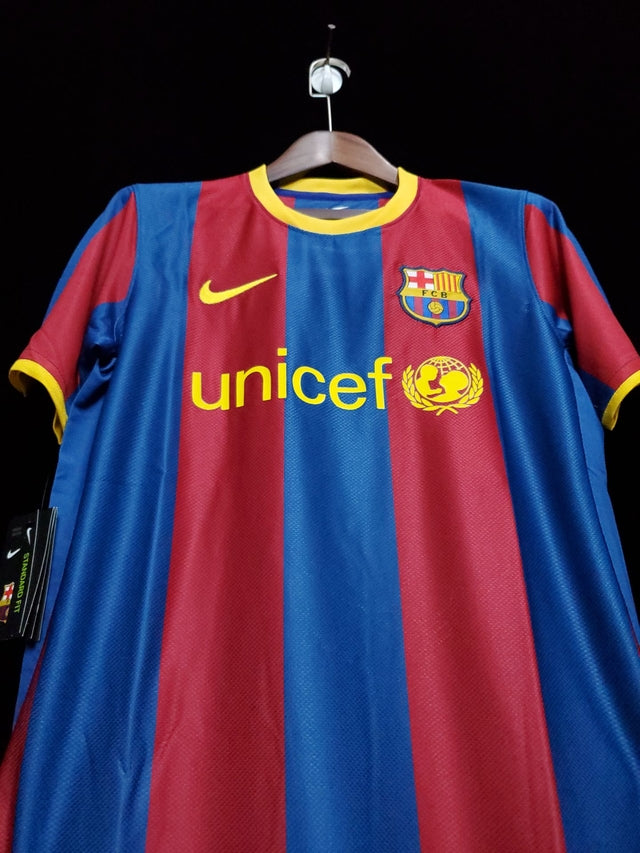 Camisa Barcelona Retrô Home 10/11 Nike Masculina - Azul e Grená