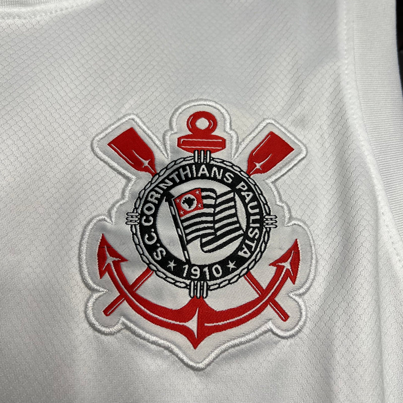 Camisa Corinthians Home Regata 24/25 Torcedor Nike Masculina - Branco e Preto