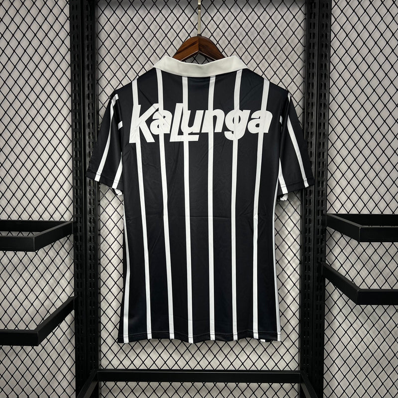 Camisa Corinthians Retro Away 1990 Torcedor Finta Masculina - Preta e Branca