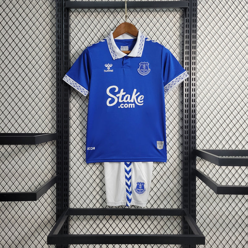 Kit Infantil Everton Home 23/24 Hummel Unissex - Azul