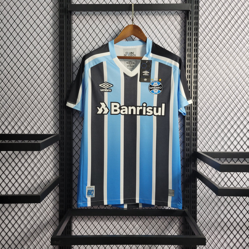 Camisa Grêmio Home 22/23 Torcedor Umbro Masculino - Azul, Preto e Branco