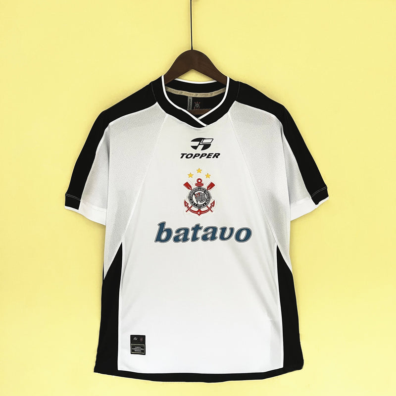 Camisa Corinthians Retro Home 2000 Torcedor Topper Masculina - Branco e Preto