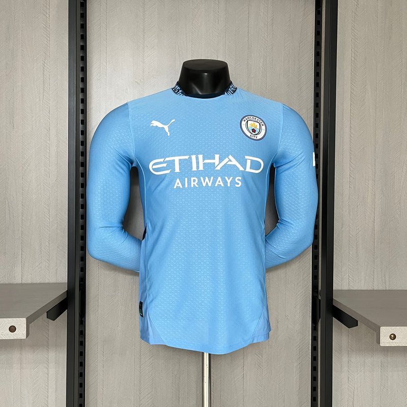 Camisa Manchester City Home Manga Longa 24/25 Jogador Puma Masculina - Azul