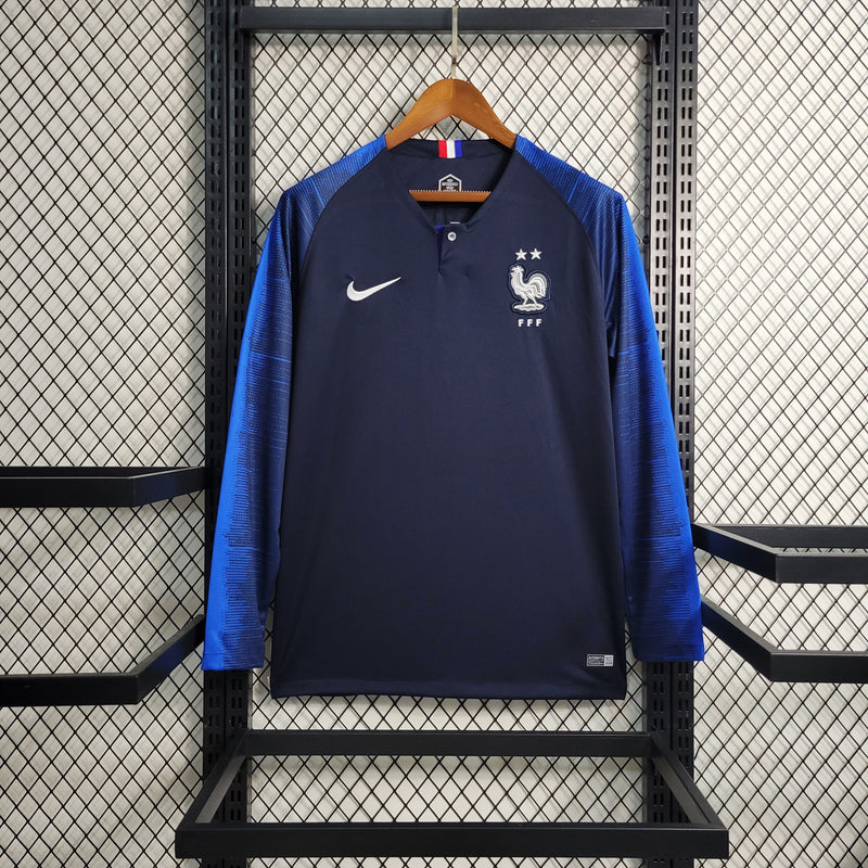 Camisa França Home Manga Longa 2018 Torcedor Nike Masculina - Azul Marinho