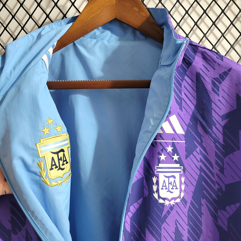 Corta Vento Argentina Reversível Especial Copa do Mundo 22/23 Adidas Unissex - Azul e Roxo