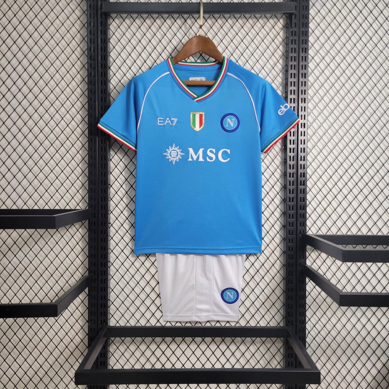 Kit Infantil Napoli Home 23/24 Unissex EA7 - Azul