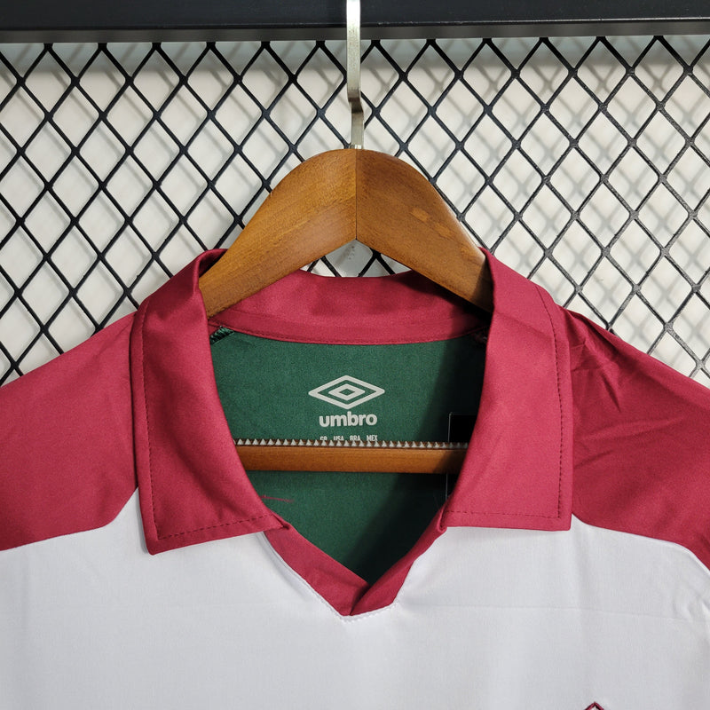 Camisa Fluminense Treino Gola 23/24 Torcedor Umbro Masculina - Branca e Verde