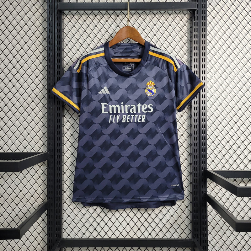 Camisa Real Madrid Away 23/24 Torcedor Adidas Feminina - Azul e Preta