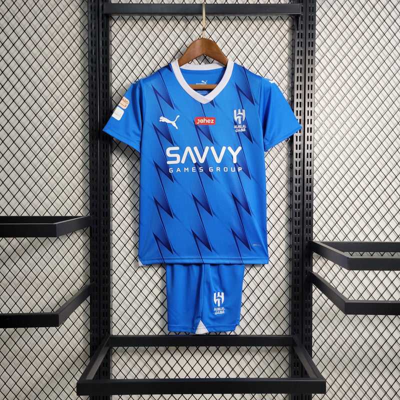 Kit Infantil Al Hilal Home 23/24 Torcedor Puma Masculina - Azul