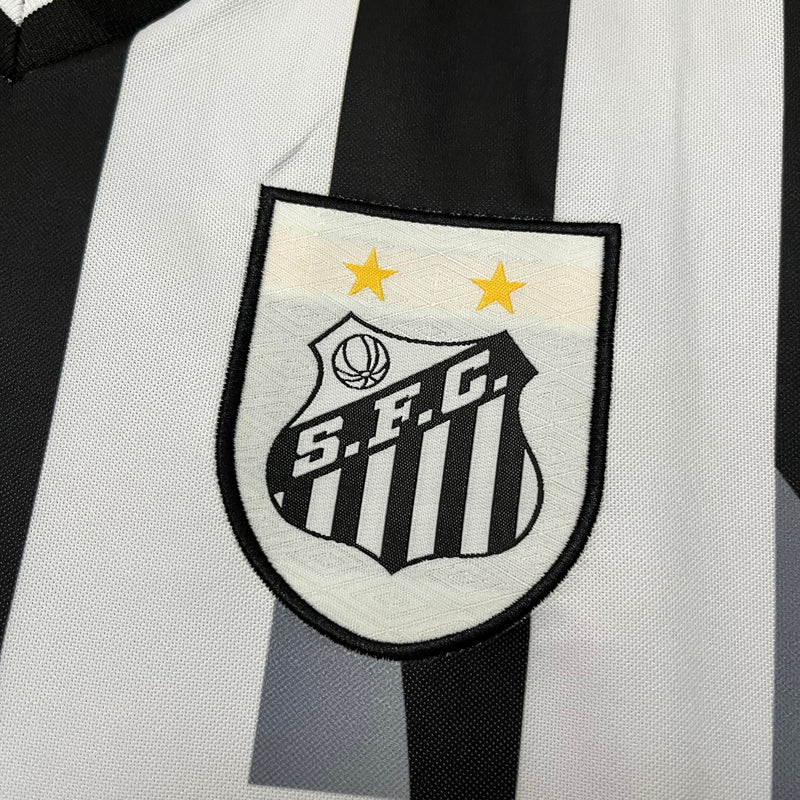 Camisa Santos Retro Away 1998 Torcedor Masculina - Branca e Preta