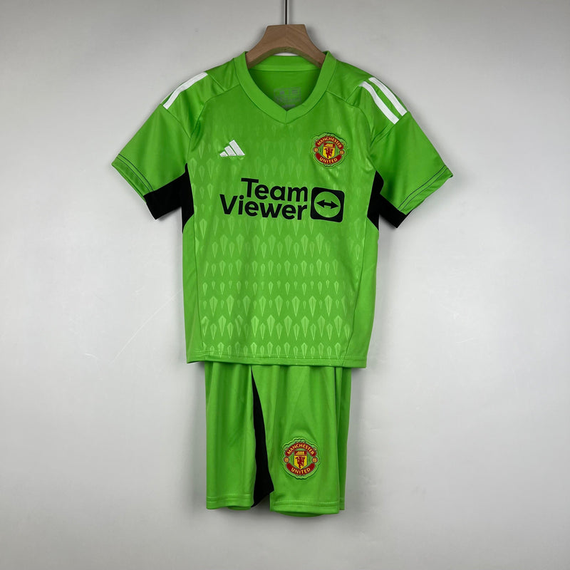 Kit infantil Manchester United Goleiro 23/24 Unissex Adidas - Verde Claro