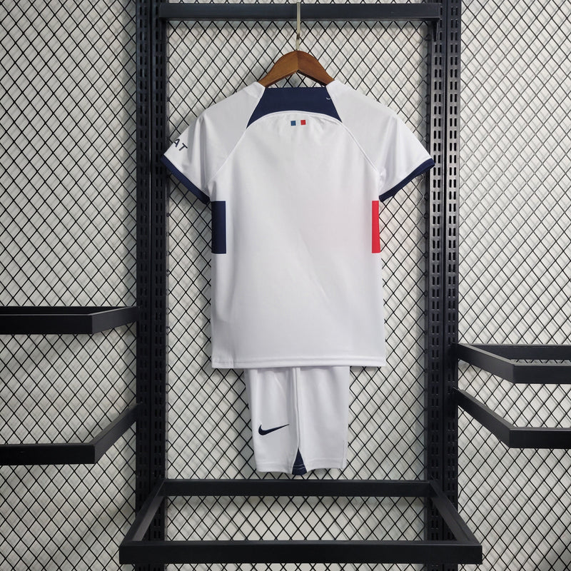 Kit Infantil PSG Away 23/24 Torcedor Jordan Masculina - Branca