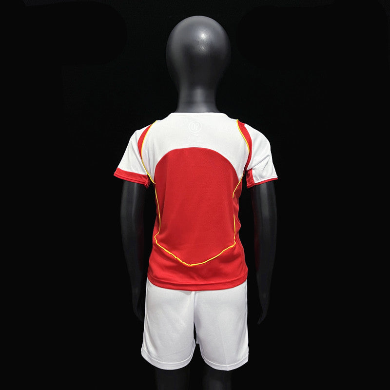 Kit Infantil Arsenal Home Retrô 2002 Camisa + Shorts Nike Unissex - Vermelho e Branco