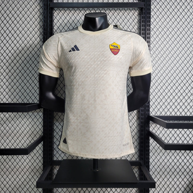 Camisa Roma Away 23/24 Jogador Adidas Masculina - Bege