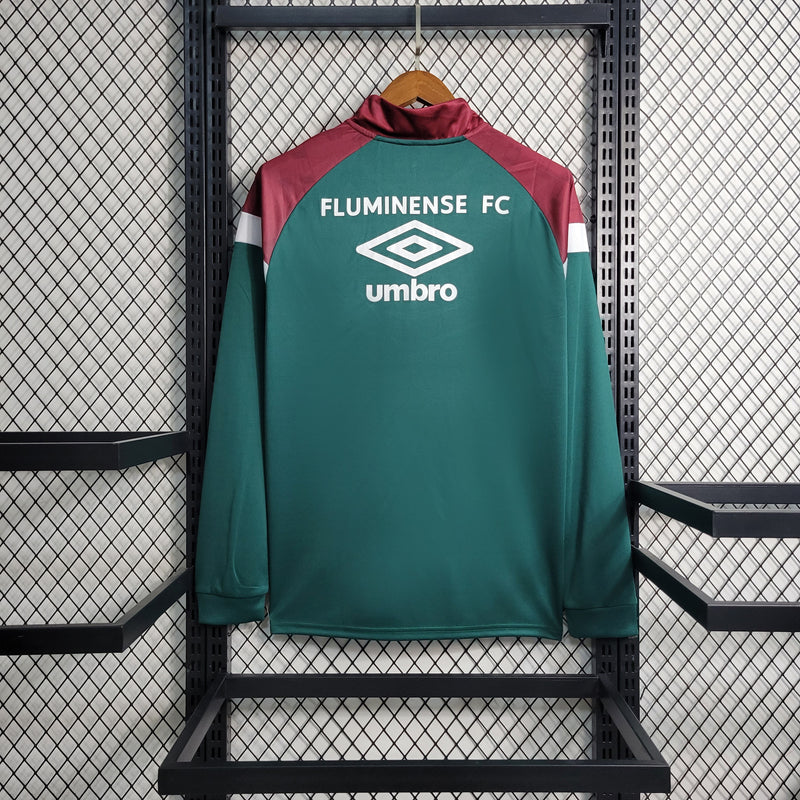 Agasalho Fluminense Treino Celestial 23/24 Manga Longa Torcedor Umbro Masculina - Verde e Vermelho