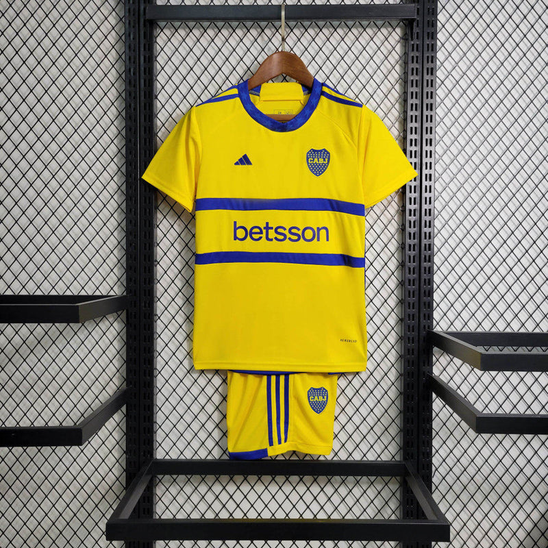 Kit Infantil Boca JRS Away 23/24 Adidas Unissex - Amarelo